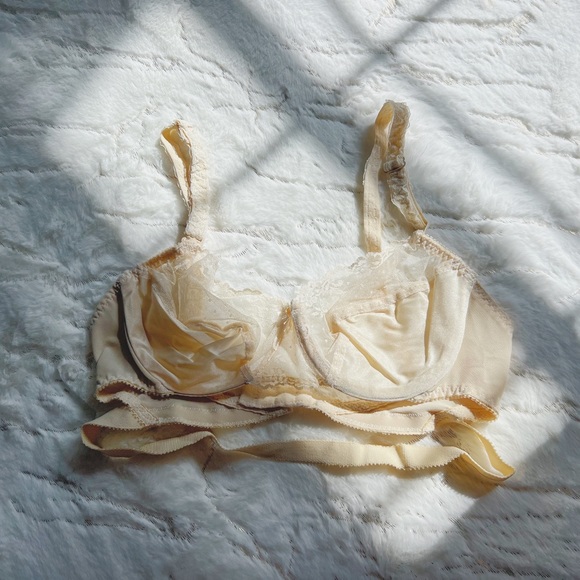 Vintage lace tan Bra with under strap Size 34B - Picture 1 of 10